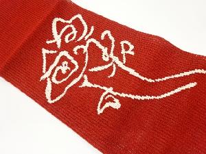 羅抽象薔薇模様織出し名古屋帯